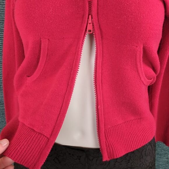 Vintage Rampage Cropped Red Hoodie Sweater, 3/4 Length Sleeves - Picture 5 of 10